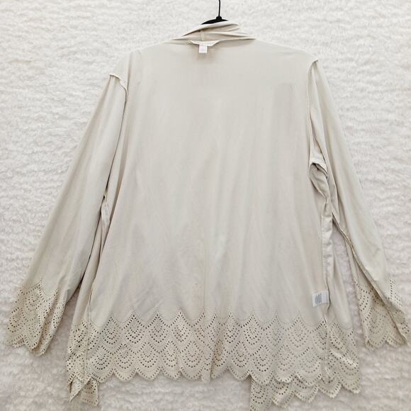Kimono Krazy Kat Open Cardigan Beige Lace Boho Romantic Fairy Sueded Y2K Size L - Picture 11 of 14